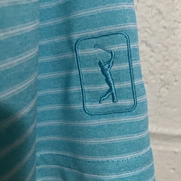 Pga Tour Golf Polo Shirt Men's Size M Color Blue Curacao Htr - Picture 3 of 9
